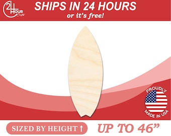 Unfinished Wood Fishtail Surfboard Shape | Ocean Craft Cutout | from 1" up to 46" DIY