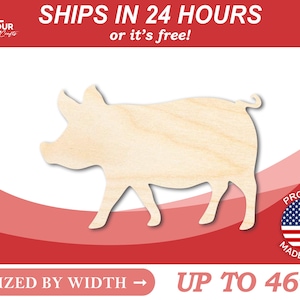 Unfinished Wooden Pig Shape - Farm Animal - Craft - from 1&quot; up to 46&quot;  DIY