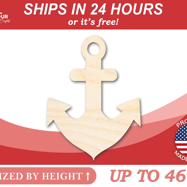 Unfinished Wooden Thick Anchor Shape - Craft - from 1" up to 46" DIY