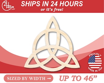 Unfinished Wooden Triquetra Shape - Craft - from 1" up to 46"  DIY