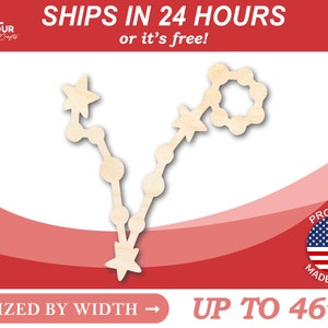 Unfinished Wood Pisces Constellation Shape - Zodiac Craft - from 1&quot; up to 46&quot;