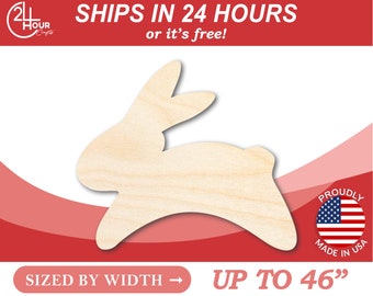 Unfinished Wooden Simple Bunny Shape - Craft - from 1" up to 46" DIY