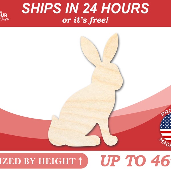 Unfinished Wood Sitting Bunny Shape - Craft - from 1" up to 46" DIY