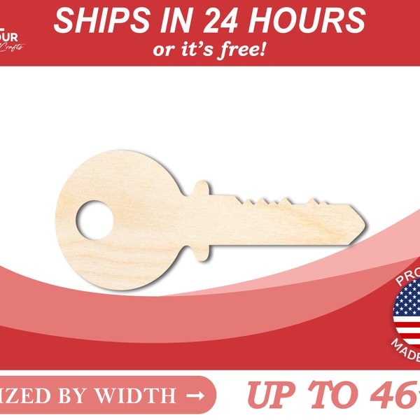 Unfinished Wooden Key Shape  - Craft - from 1" up to 46"  DIY