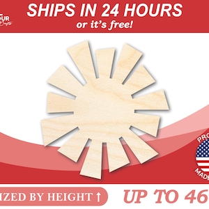 Unfinished Wooden Sun Shape - Craft - from 1&quot; up to 46&quot; DIY