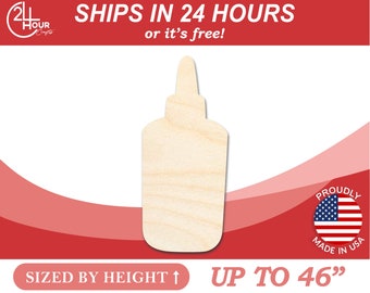 Unfinished Wooden Glue Bottle Shape - Craft - from 1" up to 46" DIY