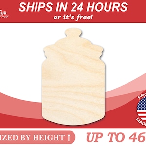 Unfinished Wooden Spice Jar Shape - Craft - from 1&quot; up to 46&quot; DIY