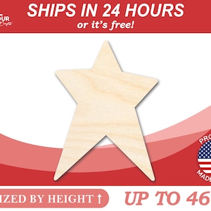 Unfinished Wooden Unbalanced Star Shape - Craft - from 1&quot; up to 46&quot; DIY