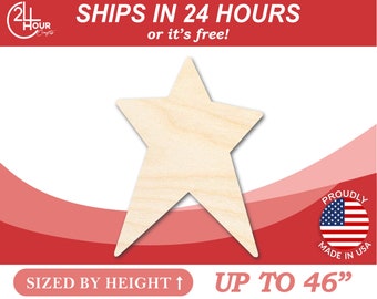 Unfinished Wooden Unbalanced Star Shape - Craft - from 1" up to 46" DIY