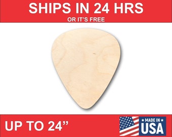 Unfinished Wooden Guitar Pick Shape - Music - Craft - up to 24"  DIY