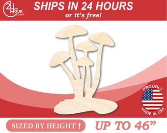 Unfinished Wood Mushrooms Shape - Craft - from 1" up to 46"