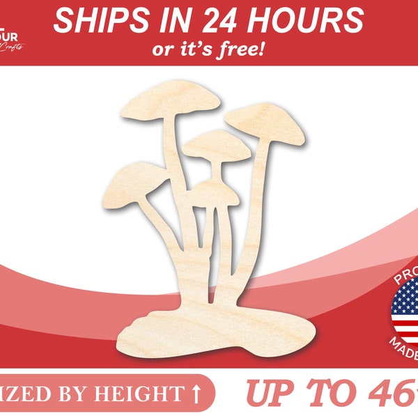 Unfinished Wood Mushrooms Shape - Craft - from 1" up to 46"