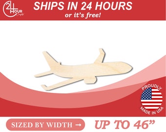 Unfinished Wooden Airplane Silhoutte - Craft- from 1" up to 46" DIY