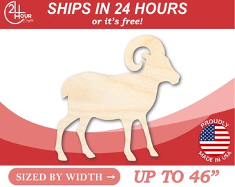 Unfinished Wooden Ram Sheep Shape - Farm Animal - Craft - from 1" up to 46"  DIY