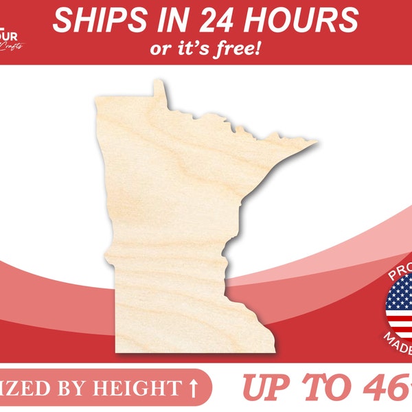 Unfinished Wooden Minnesota Shape - State - Craft - from 1" up to 46"  DIY