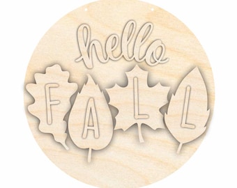 Unfinished Wood Hello Fall Door Sign Kit | Wood Craft Cutouts | 1/4" Thick |