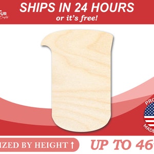 Unfinished Wooden Beaker Shape - Chemistry - Craft - from 1&quot; up to 46&quot;  DIY