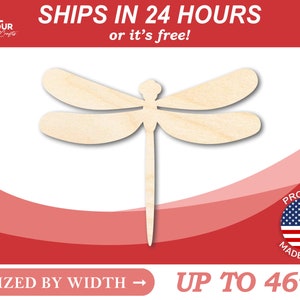 Unfinished Wooden Dragonfly Shape - Insect - Wildlife - Craft - from 1&quot; up to 46&quot;  DIY