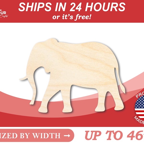 Unfinished Wooden Elephant Shape - Animal - Wildlife - Craft - from 1" up to 46"  DIY