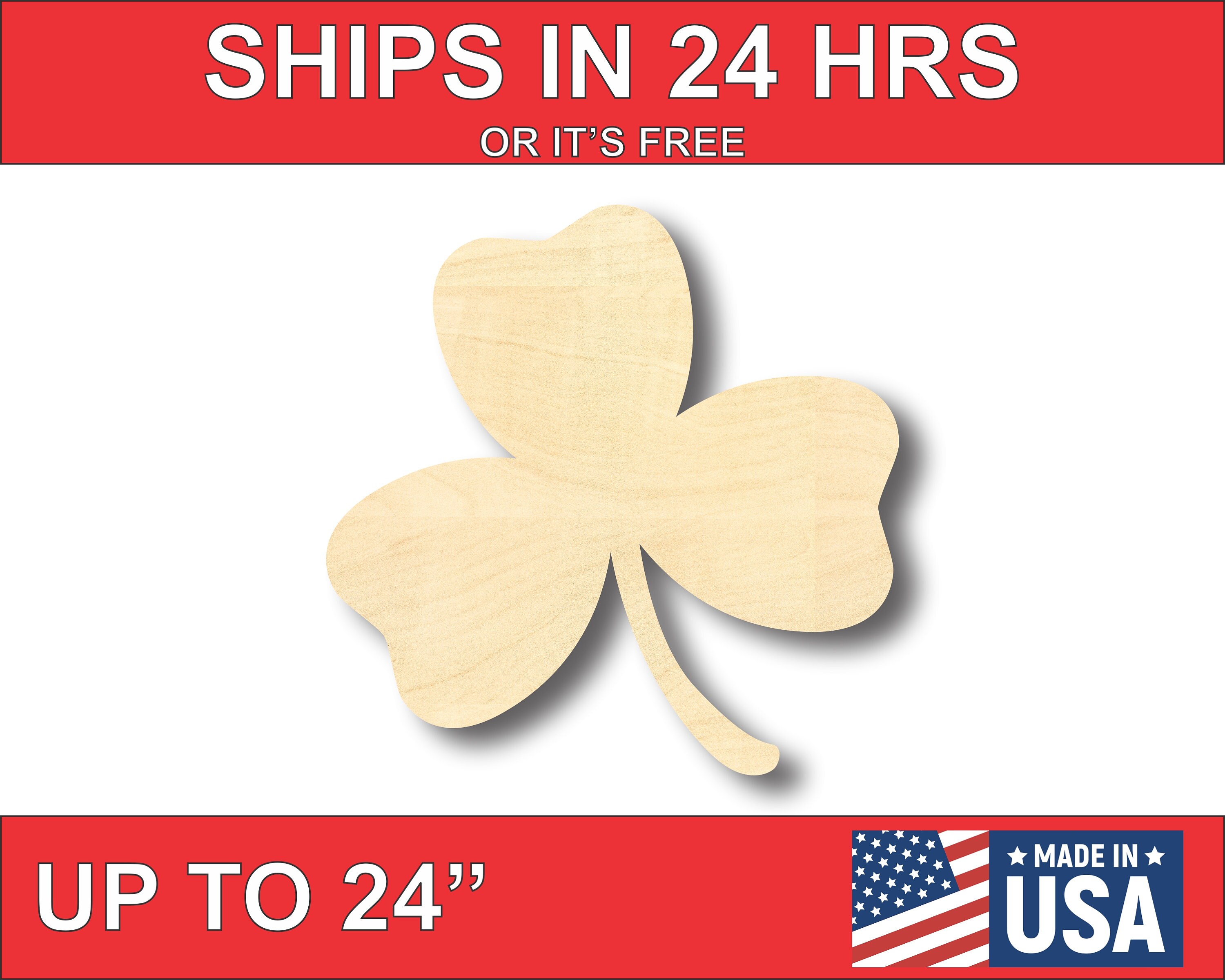 Unfinished Wooden Shamrock Shape - St Patrick's - Craft - up to 2…