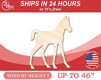 Unfinished Wooden Foal Horse Shape - Animal - Craft - from 1" up to 46"  DIY