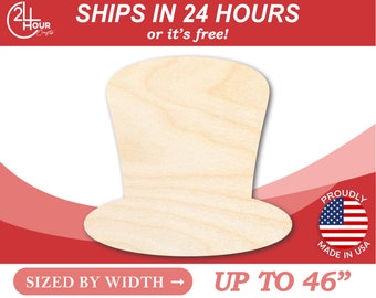 Unfinished Wooden Hat - Magician's Top Hat- Craft from 1" up to 46"  DIY