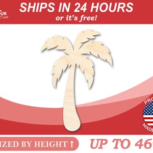Unfinished Wooden Palm Tree Shape  - Beach - Tropical - Craft - from 1&quot; up to 46&quot;  DIY