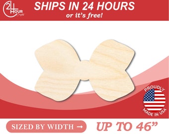 Unfinished Wooden Hair Bow Shape - Craft - from 1" up to 46"  DIY