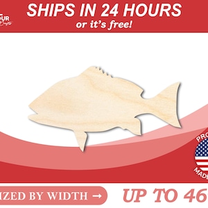 May include: Unpainted wooden cutout of a fish, sized by width up to 46 inches.  Ships in 24 hours or it's free!  Proudly made in the USA.