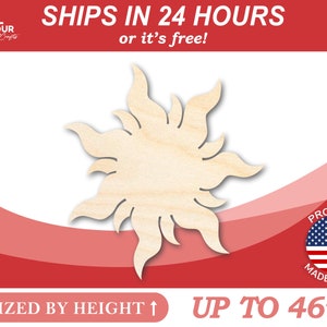 Unfinished Wooden Sun Shape - Craft - from 1&quot; up to 46&quot; DIY