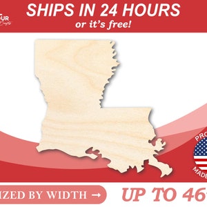 Unfinished Wooden Louisiana Shape - State - Craft - from 1&quot; up to 46&quot;  DIY