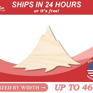 Unfinished Wooden Mountain Shape - Nature - Craft - from 1&quot; up to 46&quot;  DIY