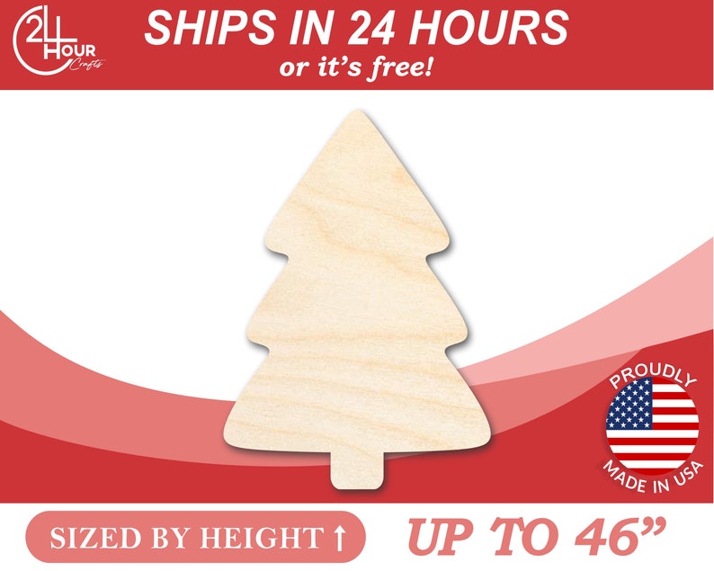 Unfinished Wooden Simple Christmas Tree Shape Craft from 1 up to 46 DIY image 1
