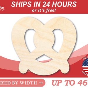 Unfinished Wooden Pretzel Shape - Kitchen - Food - Craft - from 1&quot; up to 46&quot;  DIY