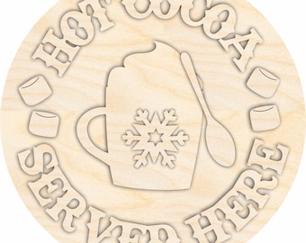 Unfinished Wood Hot Cocoa Door Sign Kit | Wood Craft Cutouts | 1/4" Thick |