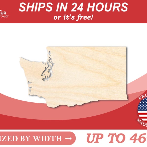 Unfinished Wooden Washington Shape - State - Craft - from 1" up to 46"  DIY