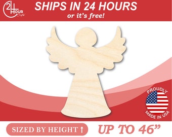 Unfinished Wooden Angel Shape - Heaven - Christmas - Craft - from 1" up to 46"  DIY