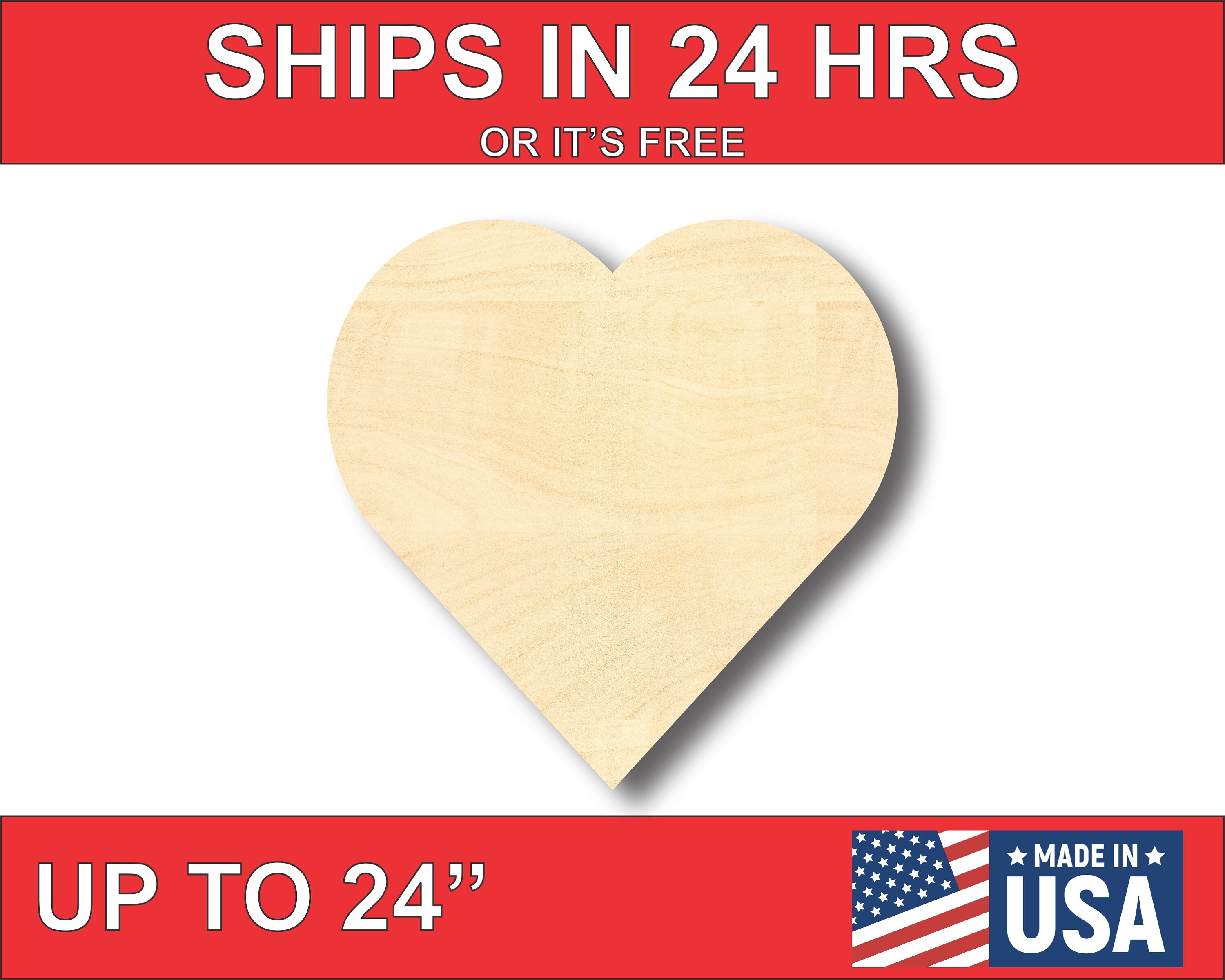 Unfinished Wooden Cutout Craft Heart Shape up to 24"  DIY Valent…