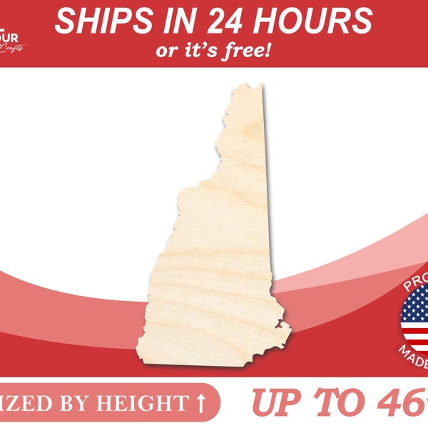 Unfinished Wooden New Hampshire Shape - State - Craft - from 1" up to 46"  DIY