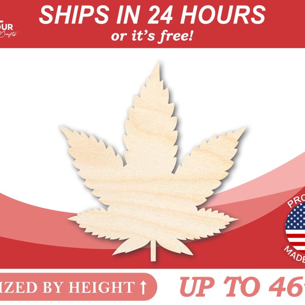 Unfinished Wooden Marijuana Leaf Shape - Cannabis - Pot - Leaves - Craft - from 1" up to 46"  DIY