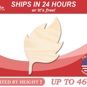 Unfinished Wooden Earth Leaf Element Shape - Craft - from 1&quot; up to 46&quot; DIY