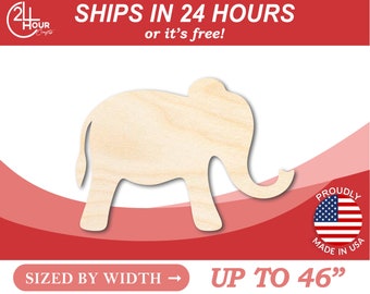 Unfinished Wooden Simple Elephant Shape - Animal - Wildlife - Craft - from 1" up to 46"  DIY