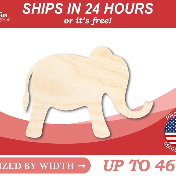 Unfinished Wooden Simple Elephant Shape - Animal - Wildlife - Craft - from 1" up to 46"  DIY