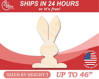Unfinished Wooden Bunny Shape - Craft - from 1" up to 46" DIY