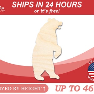 Unfinished Wooden Bear Standing Silhoutte - Craft- from 1&quot; up to 46&quot; DIY