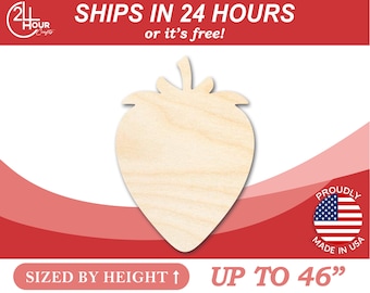 Unfinished Wooden Strawberry Shape - Fruit - Craft - from 1&quot; up to 46&quot;  DIY