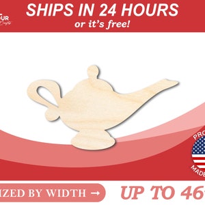 Unfinished Wooden Genie&#39;s Lamp Shape - Craft - from 1&quot; up to 46&quot;  DIY