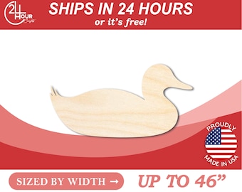 Unfinished Wooden Sitting Duck Shape - Animal - Wildlife - Craft - from 1" up to 46"  DIY