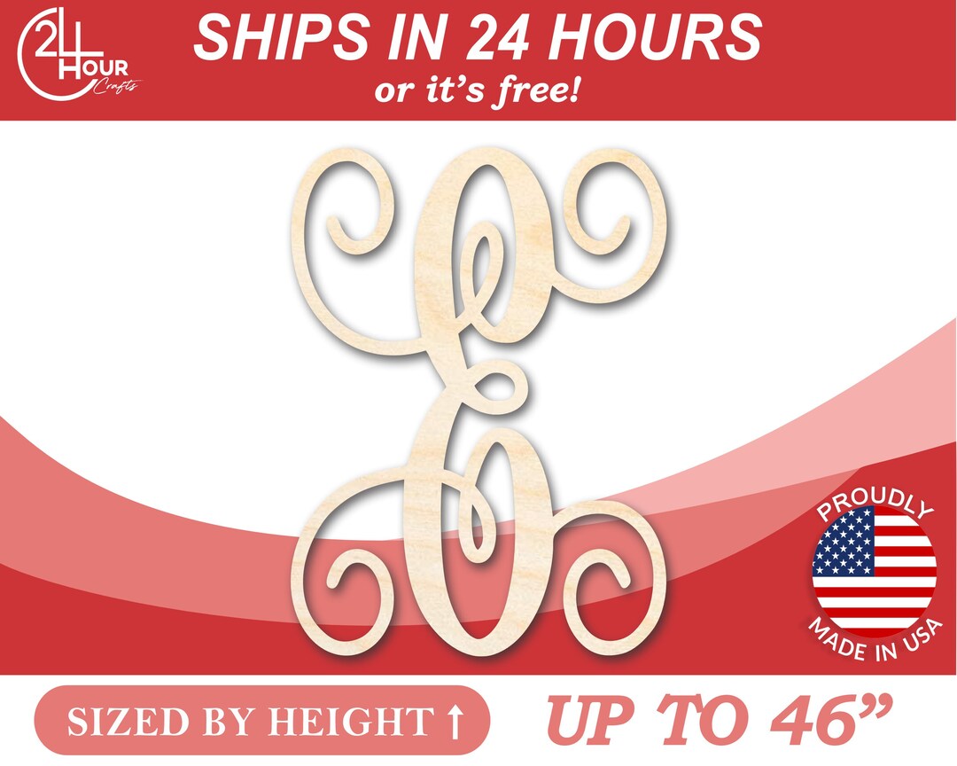 Unfinished Wooden Monogram E Shape - Craft - From 1