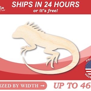 Unfinished Wooden Iguana Shape - Reptile - Animal - Craft - from 1&quot; up to 46&quot;  DIY